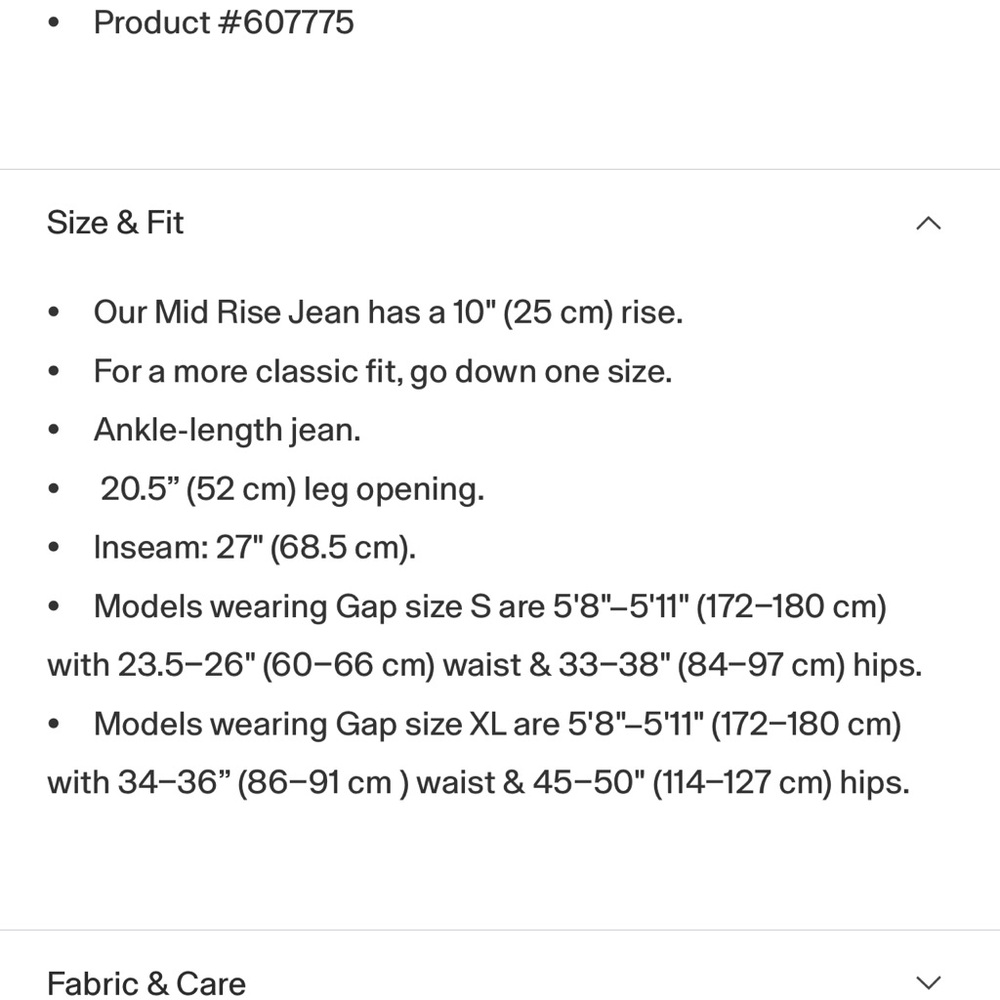 Gap Horseshoe style Jeans size XL Tall (Size 16/18) - Picture 6 of 7